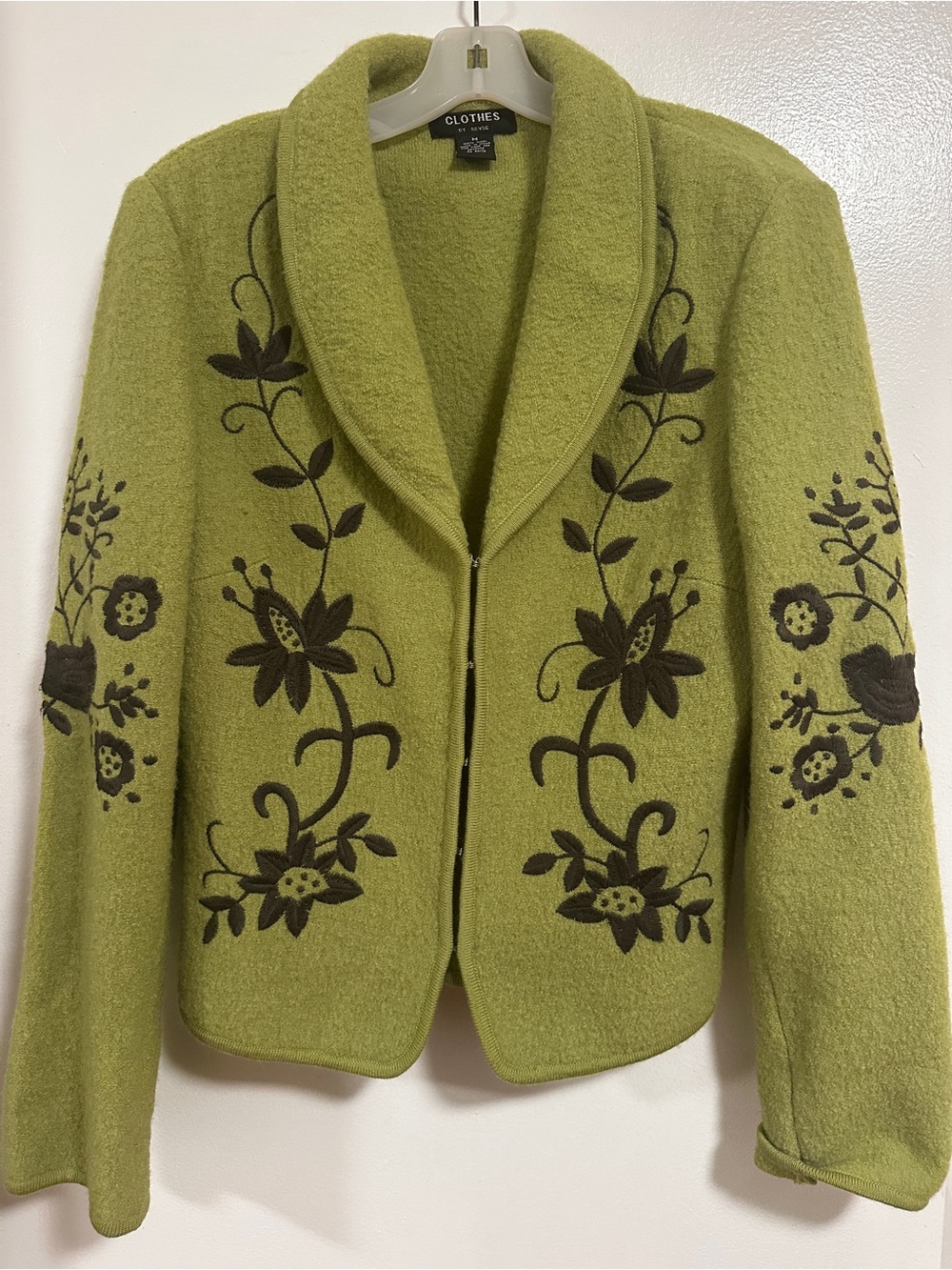Vintage Green Embroidered Wool Jacket